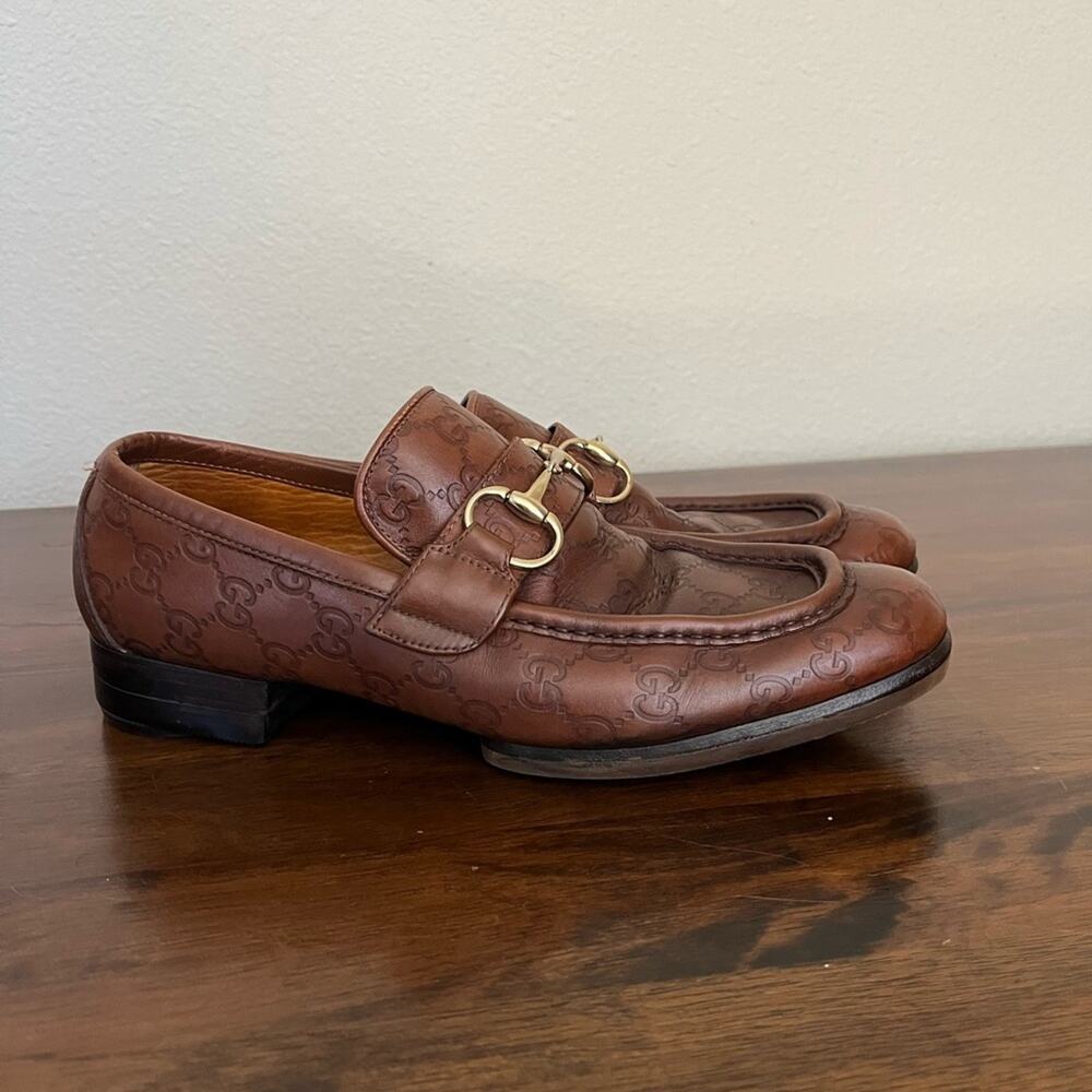 Gucci Brown Horse-bit loafer Signature Guccisima brown embossed GG leather - Picture 3 of 16
